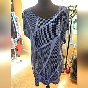 Alfani Womens Striped Blue and Black Top, Size XL